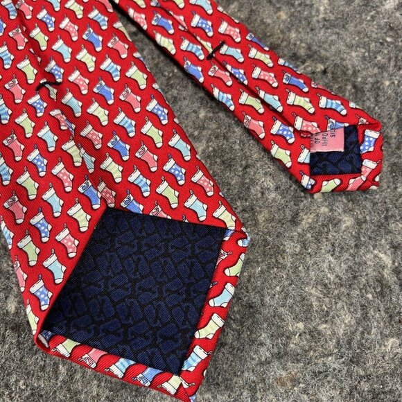 Vineyard Vines  Boys / Short Mens Tie Red  Christmas Stockings ~50" - Picture 5 of 6